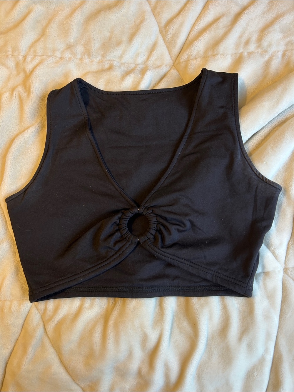 Black Crop Tank with Front Ring Accent
